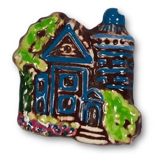 Vintage Victorian House Pinback Button Pin